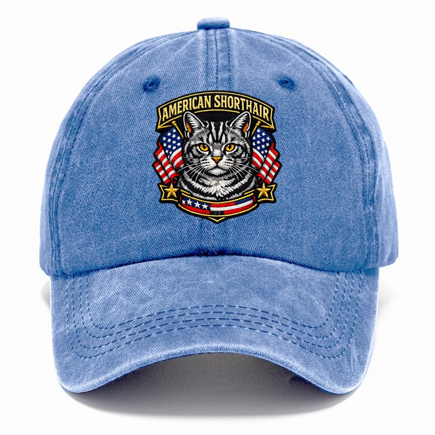 AMERICAN SHORTHAIR - classic american cat in silver tabby , all-American cat - Classic Cap - Summer Sky(Blue)