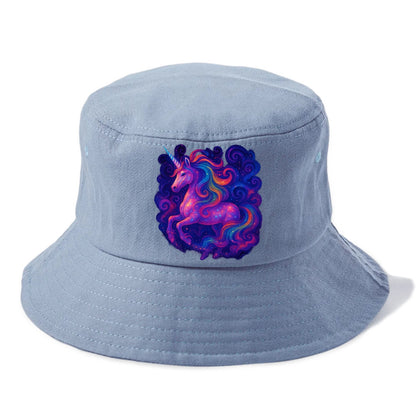 Magical unicorn with flowing rainbow gradient mane, iridescent horn with spiral light - Bucket Hat - Summer Sky(Blue)