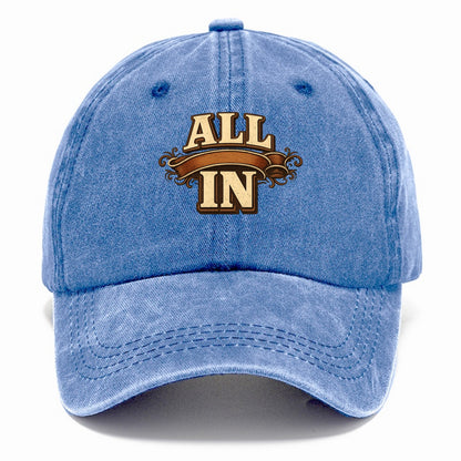 Bold typography design - "ALL IN" - complete commitment, no holding back - Classic Cap - Summer Sky(Blue)