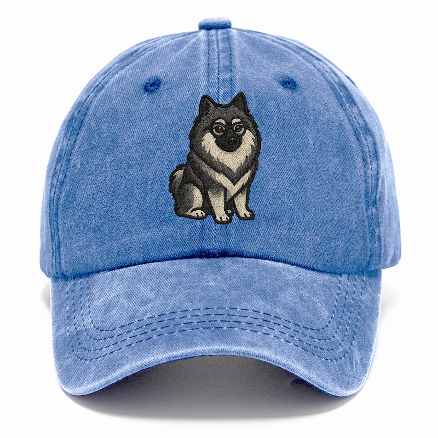 Keeshond - Gray and black spectacles embroidered design - Classic Cap - Summer Sky(Blue)
