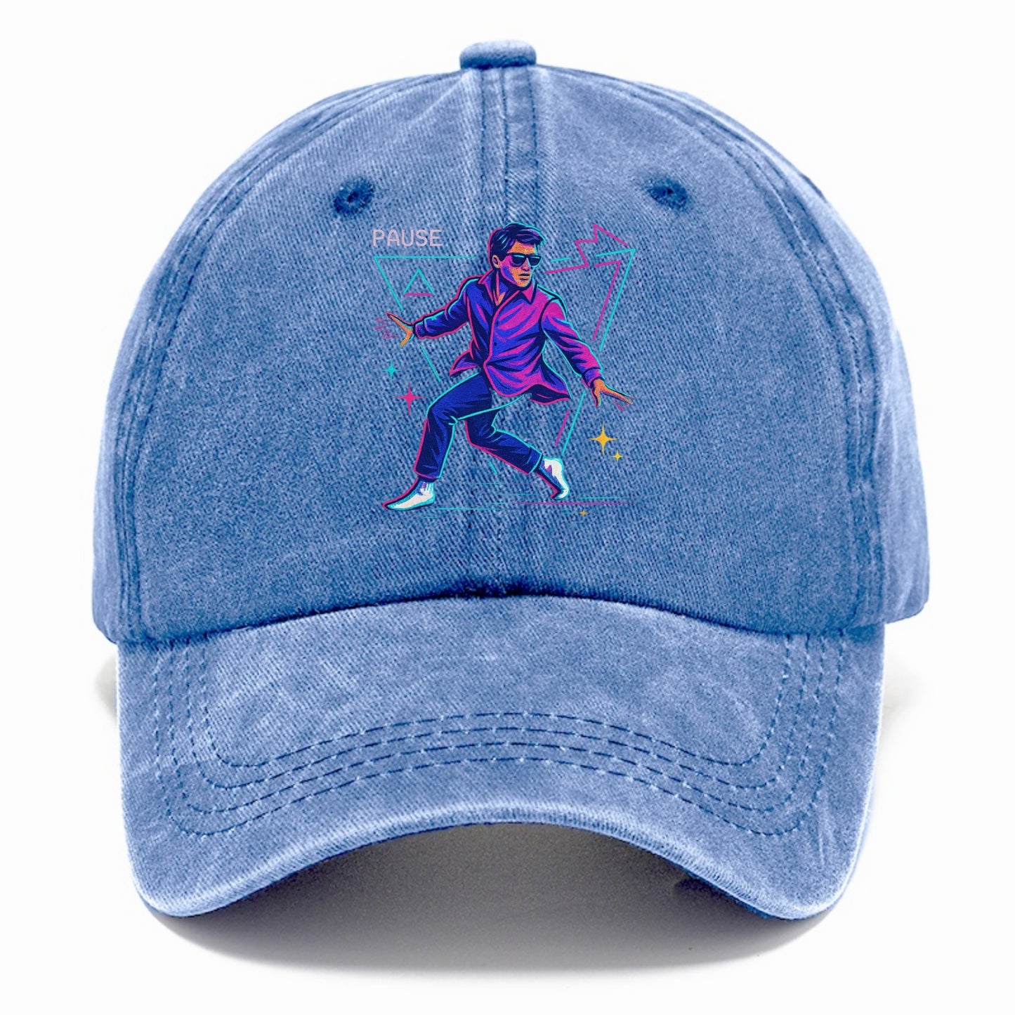 confident figure sliding across polished wooden floor in socks and sunglasses - Classic Cap - Summer Sky(Blue)