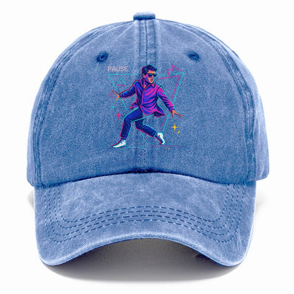 confident figure sliding across polished wooden floor in socks and sunglasses - Classic Cap - Summer Sky(Blue)