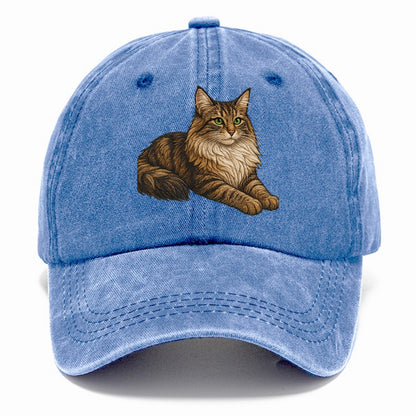 Norwegian Forest Cat  relaxed lying down Classic Cap - Summer Sky(Blue)