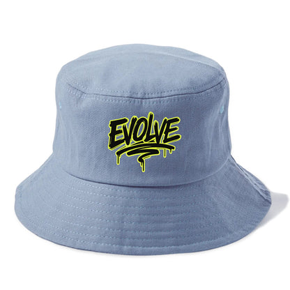 Bold typography design - "EVOLVE" - changing, becoming better - Bucket Hat - Summer Sky(Blue)