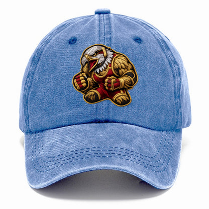 Embroidered patch design - WRESTLING EAGLE - fierce eagle with wrestling singlet in - Classic Cap - Summer Sky(Blue)