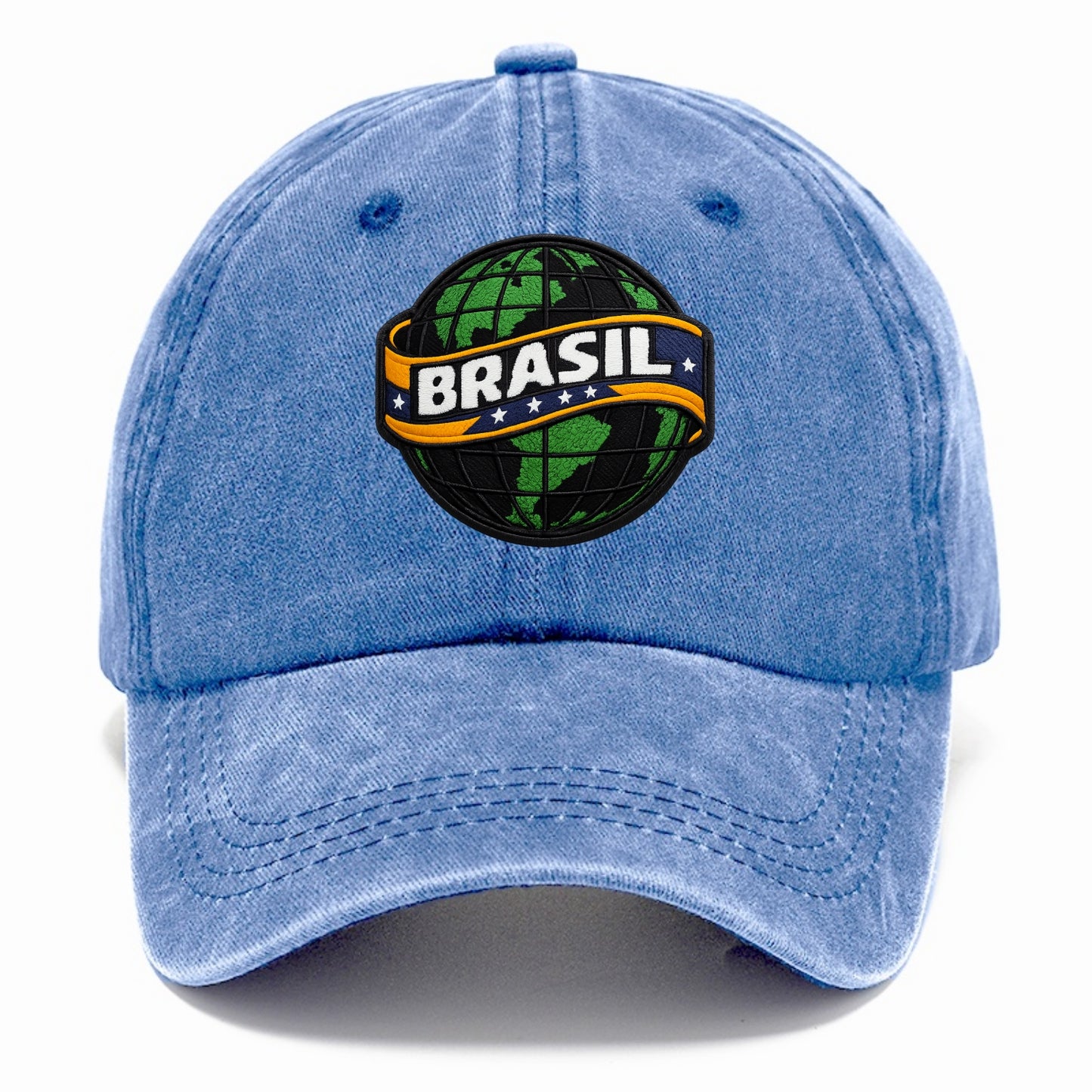 BRAZILIAN FLAG GLOBE - green globe with banner in green yellow blue , Brasil - Classic Cap - Summer Sky(Blue)