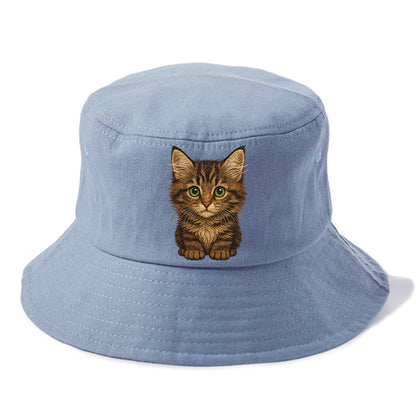 Baby Maine Coon Kitten - large fluffy tabby, tufted ears, big green eyes, lynx-like, - Bucket Hat - Summer Sky(Blue)