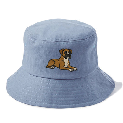 Boxer - Fawn colored relaxed lying down Bucket Hat - Summer Sky(Blue)