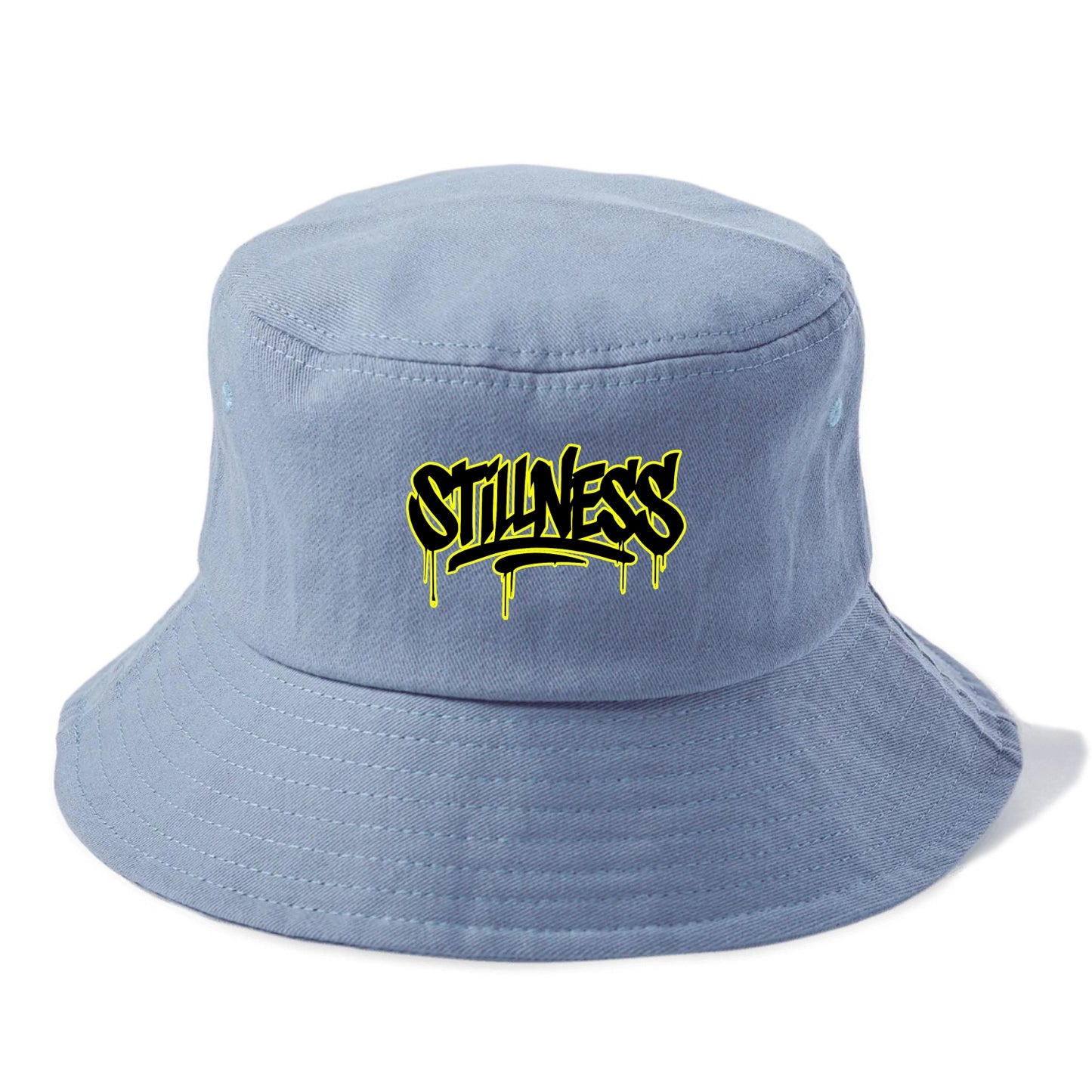 Bold typography design - "STILLNESS" - quiet power, peaceful presence - Bucket Hat - Summer Sky(Blue)