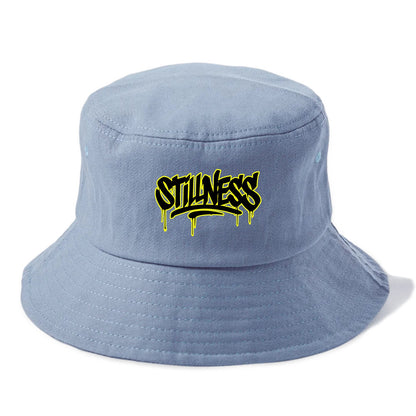 Bold typography design - "STILLNESS" - quiet power, peaceful presence - Bucket Hat - Summer Sky(Blue)