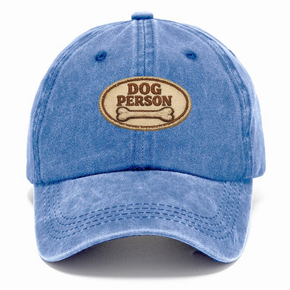 DOG PERSON - simple text with bone in brown , team dog - Classic Cap - Summer Sky(Blue)