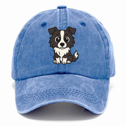 Border Collie - Intense stare sitting pose - Classic Cap - Summer Sky(Blue)