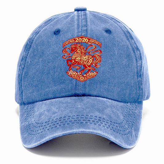 DANCING HORSE | Elegant prancing horse in motion | Graceful curved pose | Floating - Classic Cap - Summer Sky(Blue)