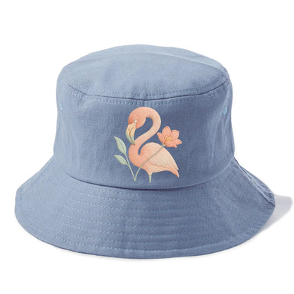 Peach Flamingo - Bucket Hat - Summer Sky(Blue)