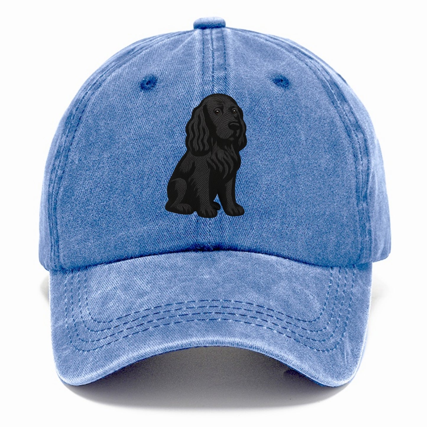 Field Spaniel - Black silky coat embroidered pose - Classic Cap - Summer Sky(Blue)