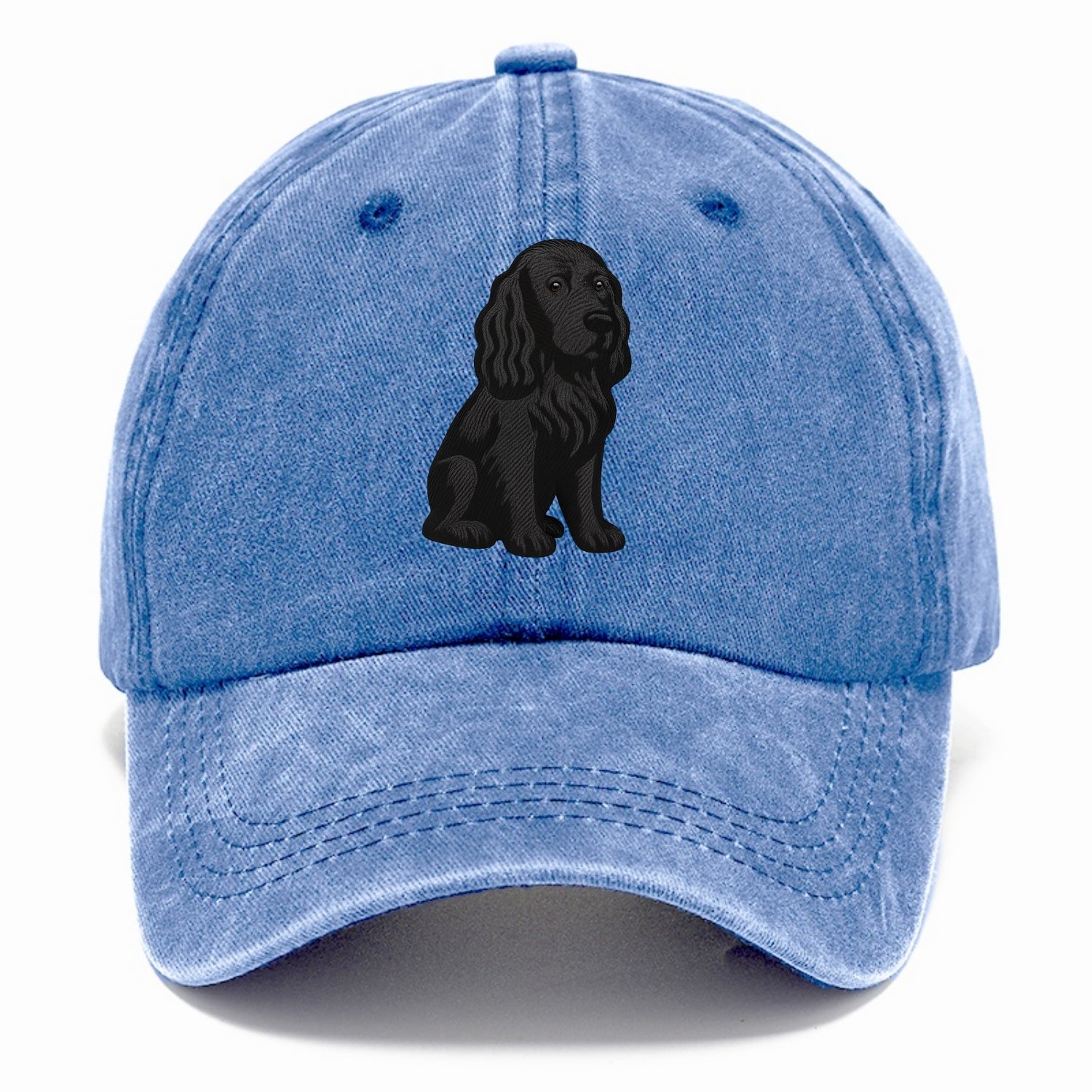 Field Spaniel - Black silky coat embroidered pose - Classic Cap - Summer Sky(Blue)