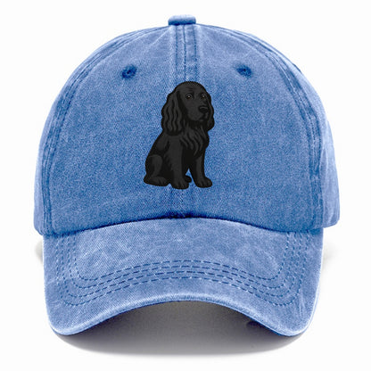 Field Spaniel - Black silky coat embroidered pose - Classic Cap - Summer Sky(Blue)