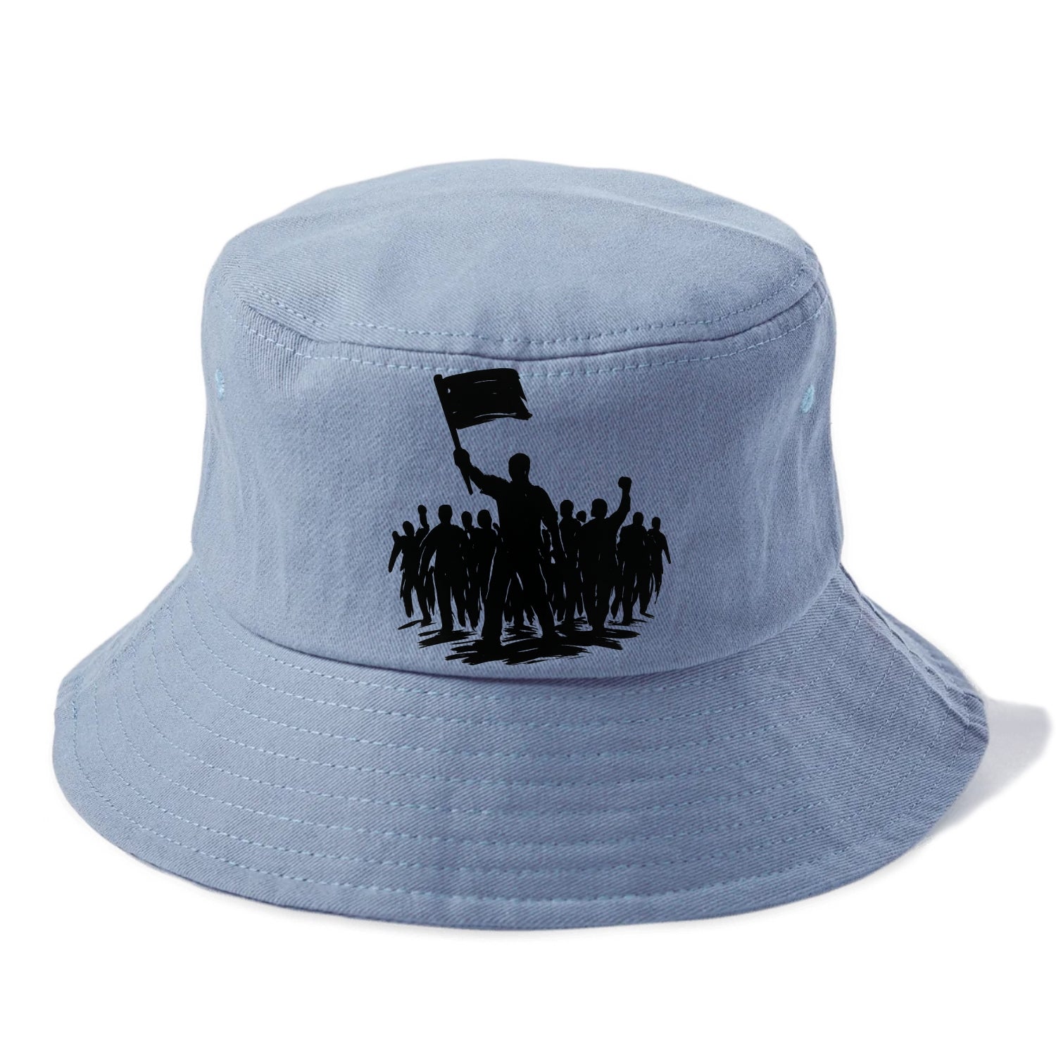 Crowd of protesters marching - solidarity movement ink painting - Bucket Hat - Summer Sky(Blue)