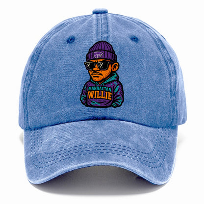 Manhattan Willie wearing Kansas State beanie with powercat patch - Classic Cap - Summer Sky(Blue)