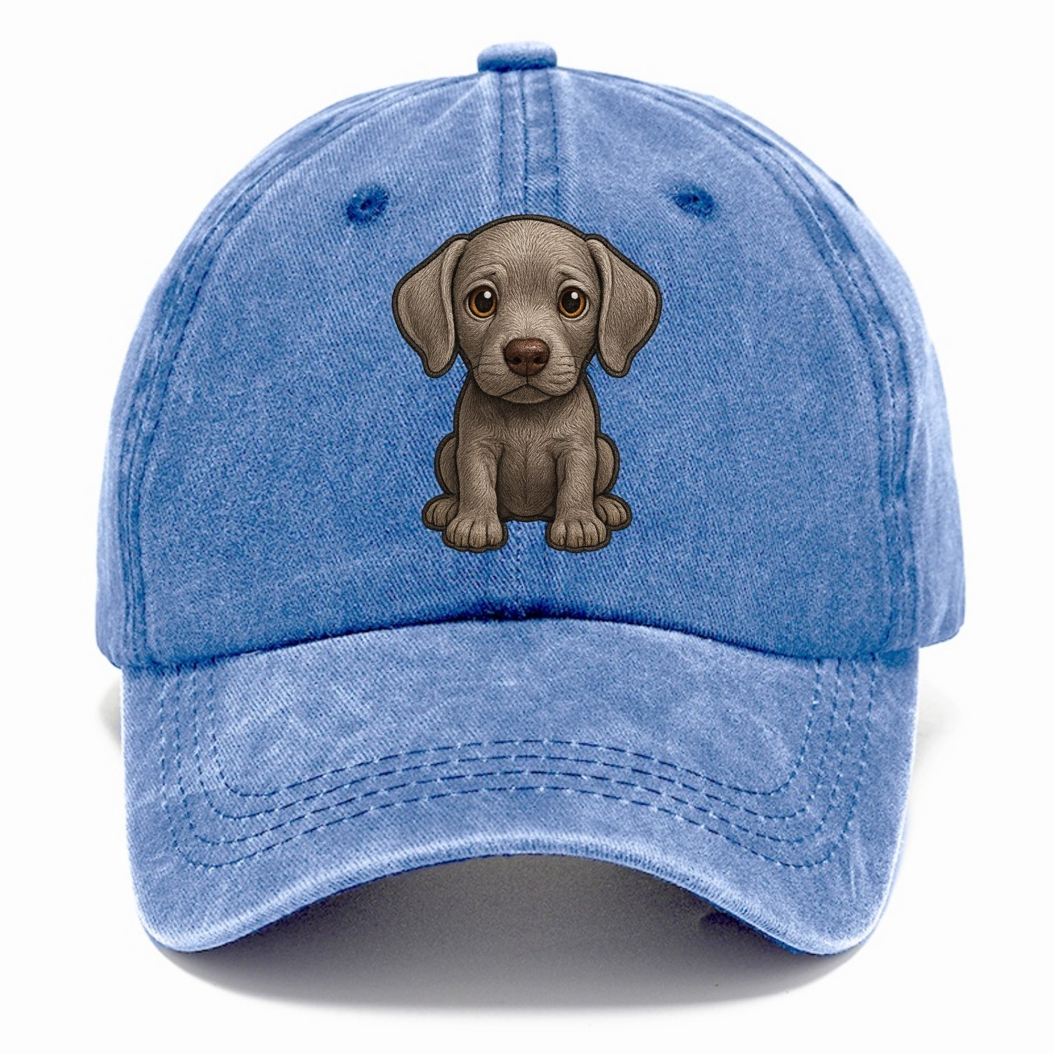 Baby Weimaraner Puppy - silver-gray coat, amber eyes, sleek body, front-facing, ghost - Classic Cap - Summer Sky(Blue)