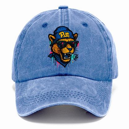 Pittsburgh Panther wearing Pitt beanie with script patch - Classic Cap - Summer Sky(Blue)
