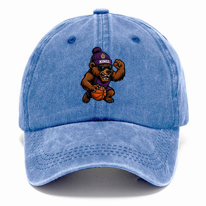 California Grizzly wearing Kings beanie with royal scepter patch and wayfarer - Classic Cap - Summer Sky(Blue)