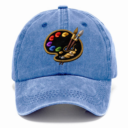 Embroidered patch design - PAINT PALETTE - artist palette with brushes in rainbow and - Classic Cap - Summer Sky(Blue)