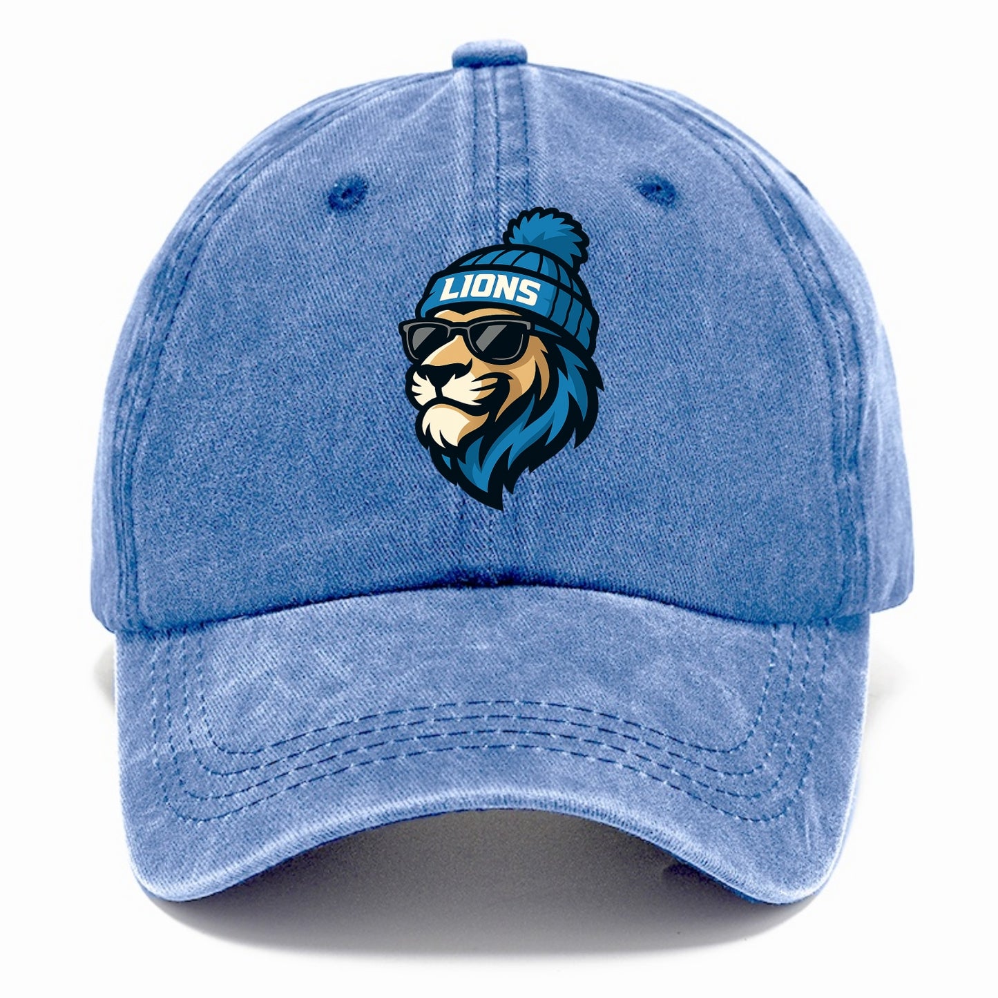 Detroit Lion wearing Lions Honolulu blue and silver beanie with pom pom and wayfarer - Classic Cap - Summer Sky(Blue)