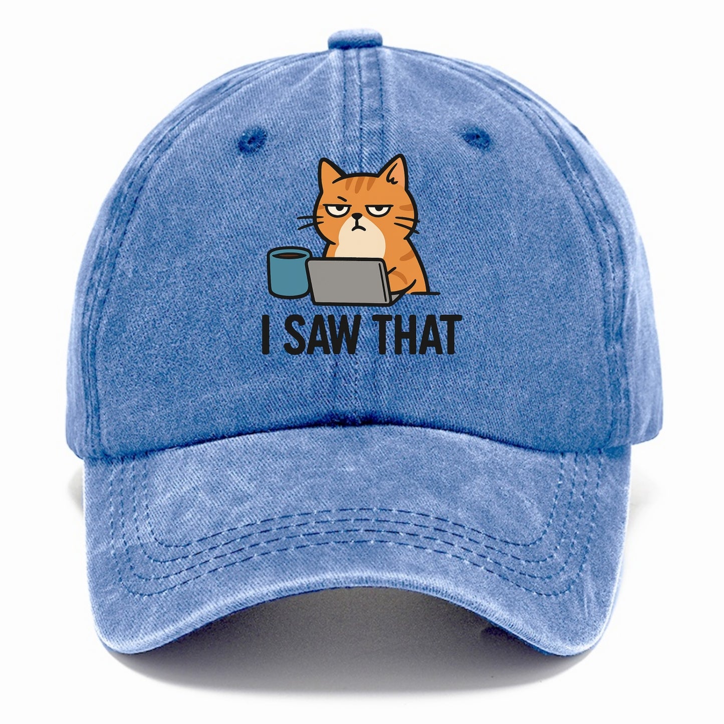 Cat with one eye open judging you - "I SAW THAT" - nothing escapes notice - Classic Cap - Summer Sky(Blue)