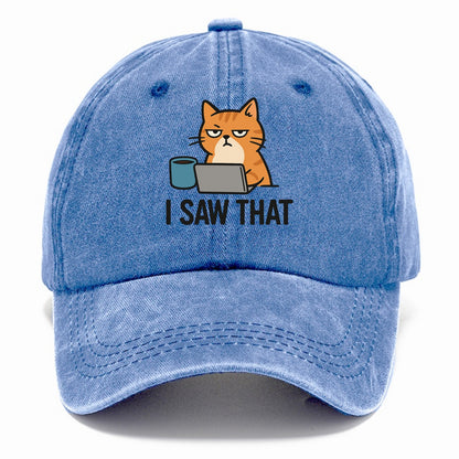 Cat with one eye open judging you - "I SAW THAT" - nothing escapes notice - Classic Cap - Summer Sky(Blue)