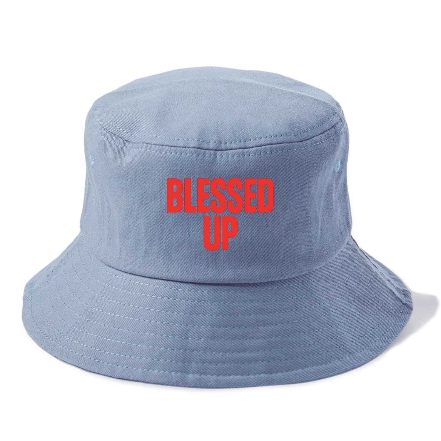 Bold typography design - "BLESSED UP" - recognizing fortune - Bucket Hat - Summer Sky(Blue)