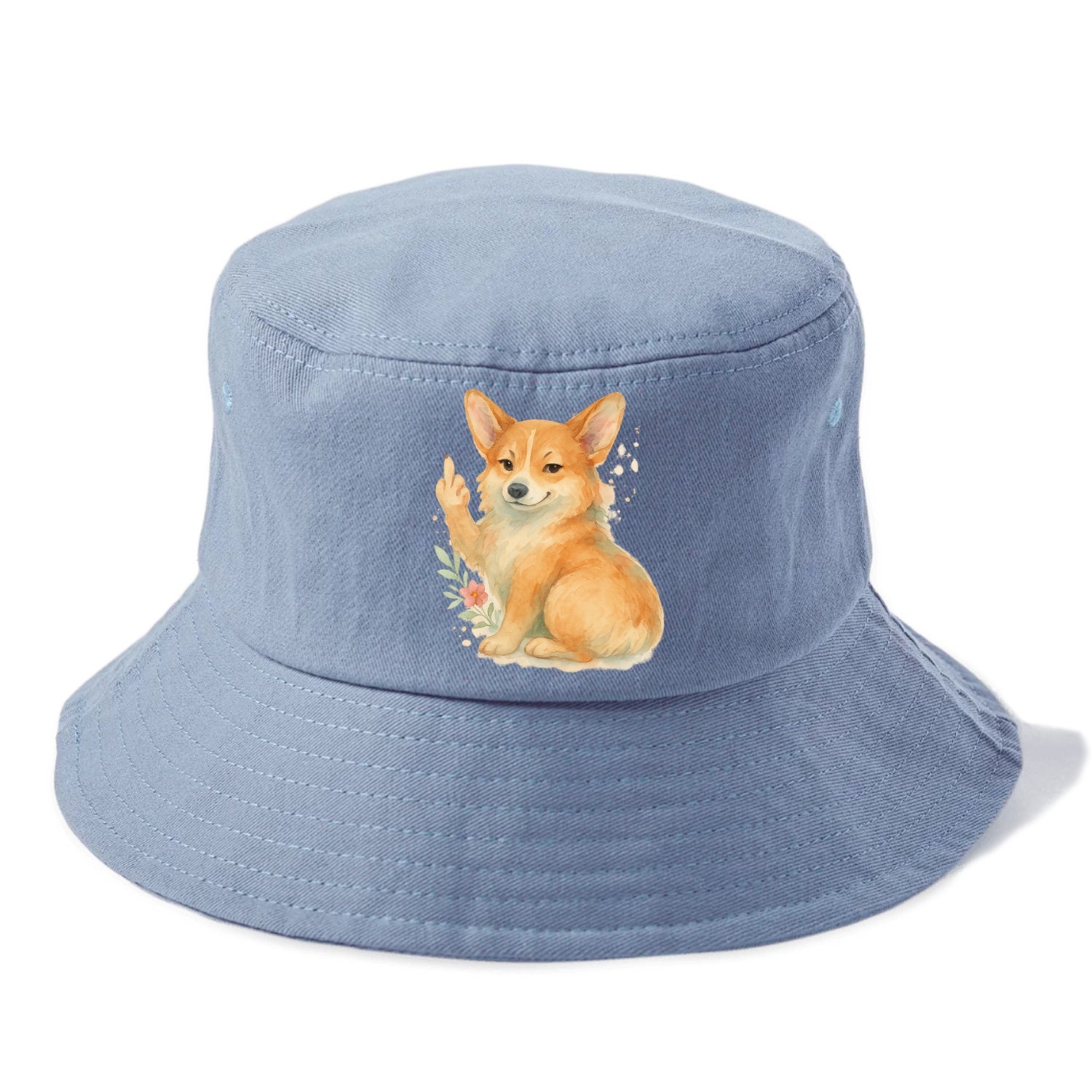 Corgi short legs and fluffy butt, one stubby paw up with sass - Bucket Hat - Summer Sky(Blue)