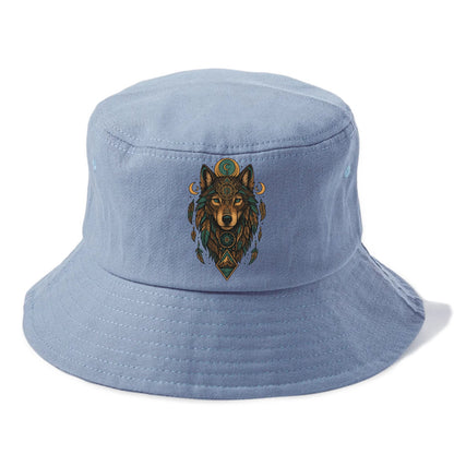 Retro 80s Wolf  - Bucket Hat - Summer Sky(Blue)