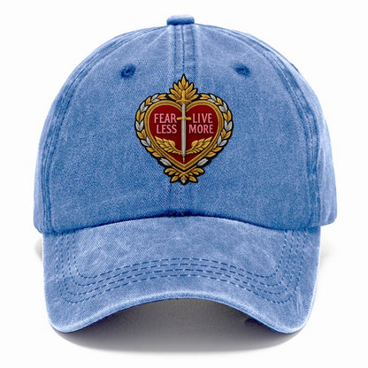 FEAR LESS LIVE MORE - heart with text in red , courage - Classic Cap - Summer Sky(Blue)