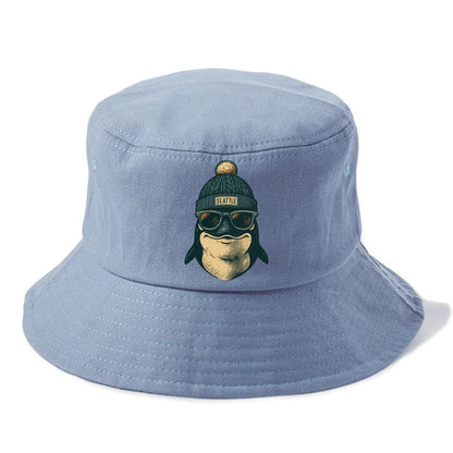 Washington Orca wearing Seattle beanie with pom pom and wayfarer sunglasses - Bucket Hat - Summer Sky(Blue)