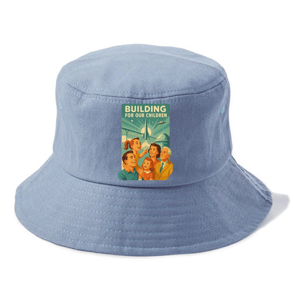 Multiple generations celebrating progress together - "Building for Our Children" - - Bucket Hat - Summer Sky(Blue)
