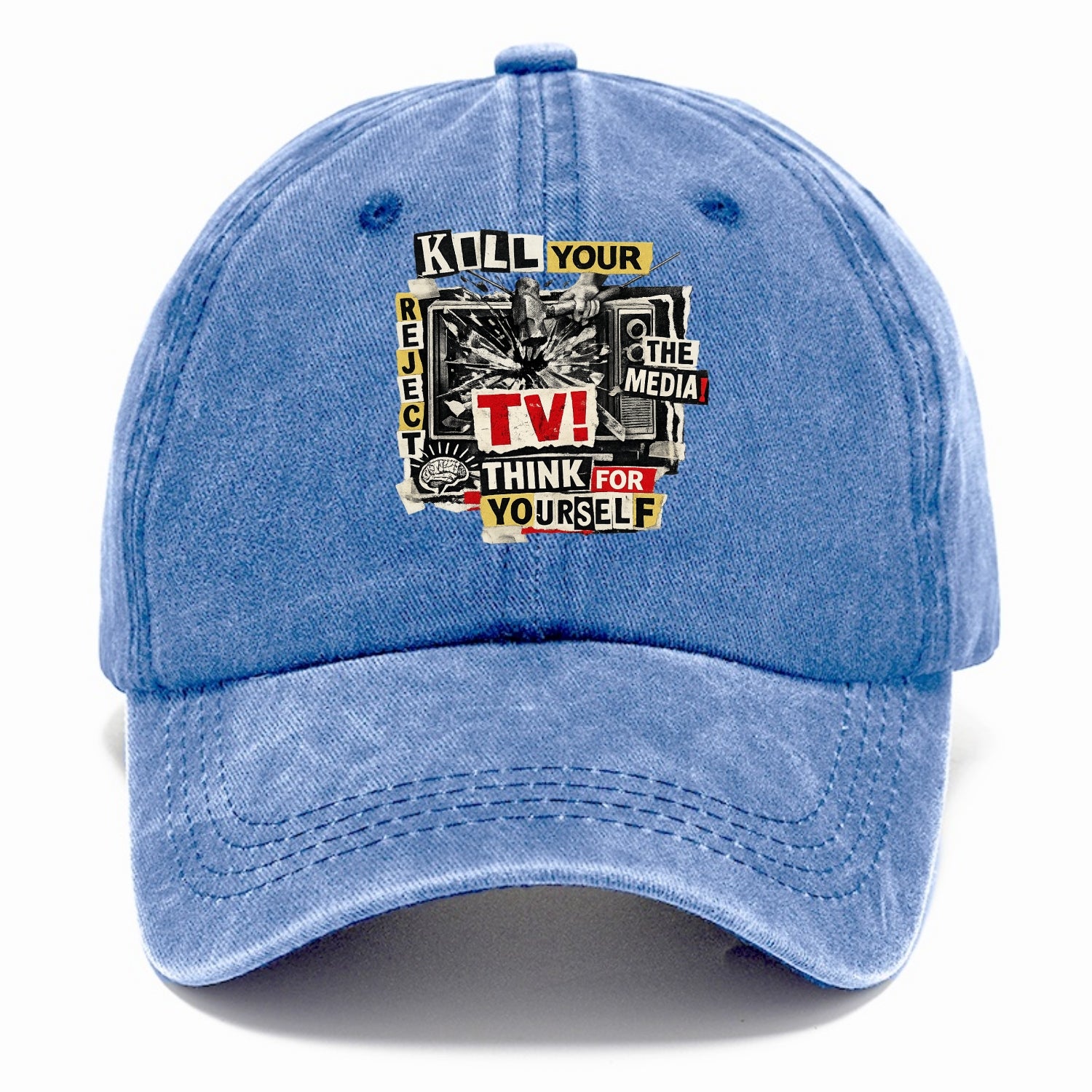 KILL YOUR TV | Smashed television | Reject media | Think for yourself | Analog - Classic Cap - Summer Sky(Blue)