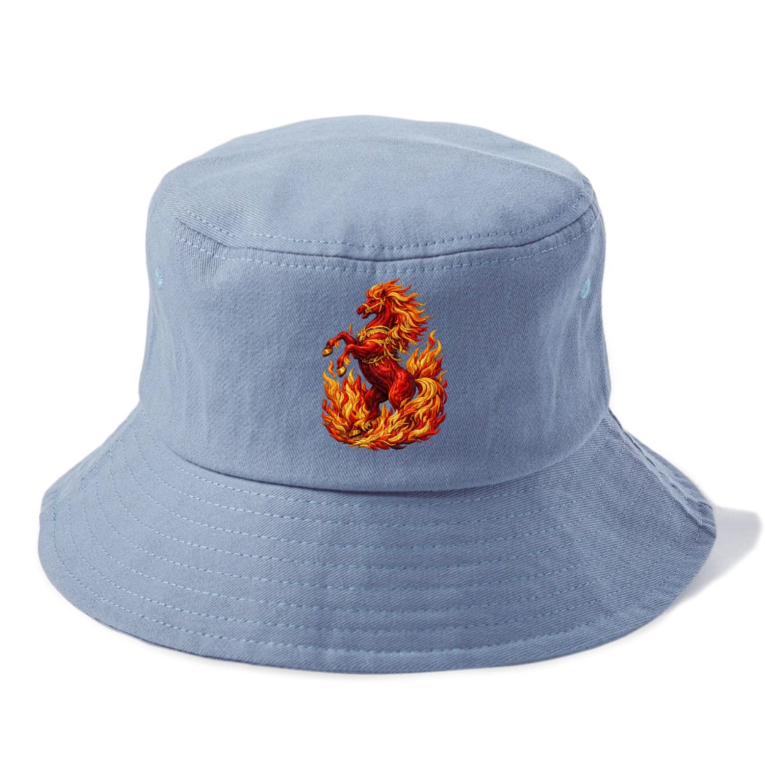 VICTORY BLAZE | Triumphant rearing horse in flames | Achievement celebration | Winning - Bucket Hat - Summer Sky(Blue)