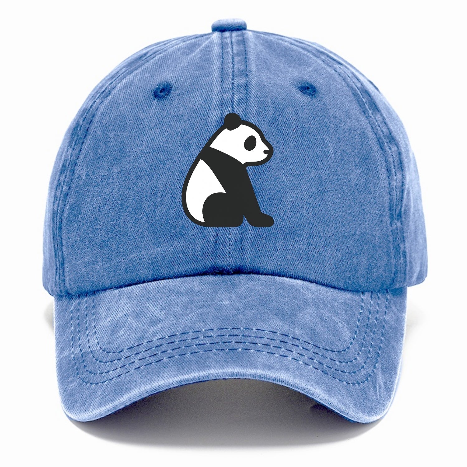 Panda - Black and white sitting pose flat side profile - Classic Cap - Summer Sky(Blue)