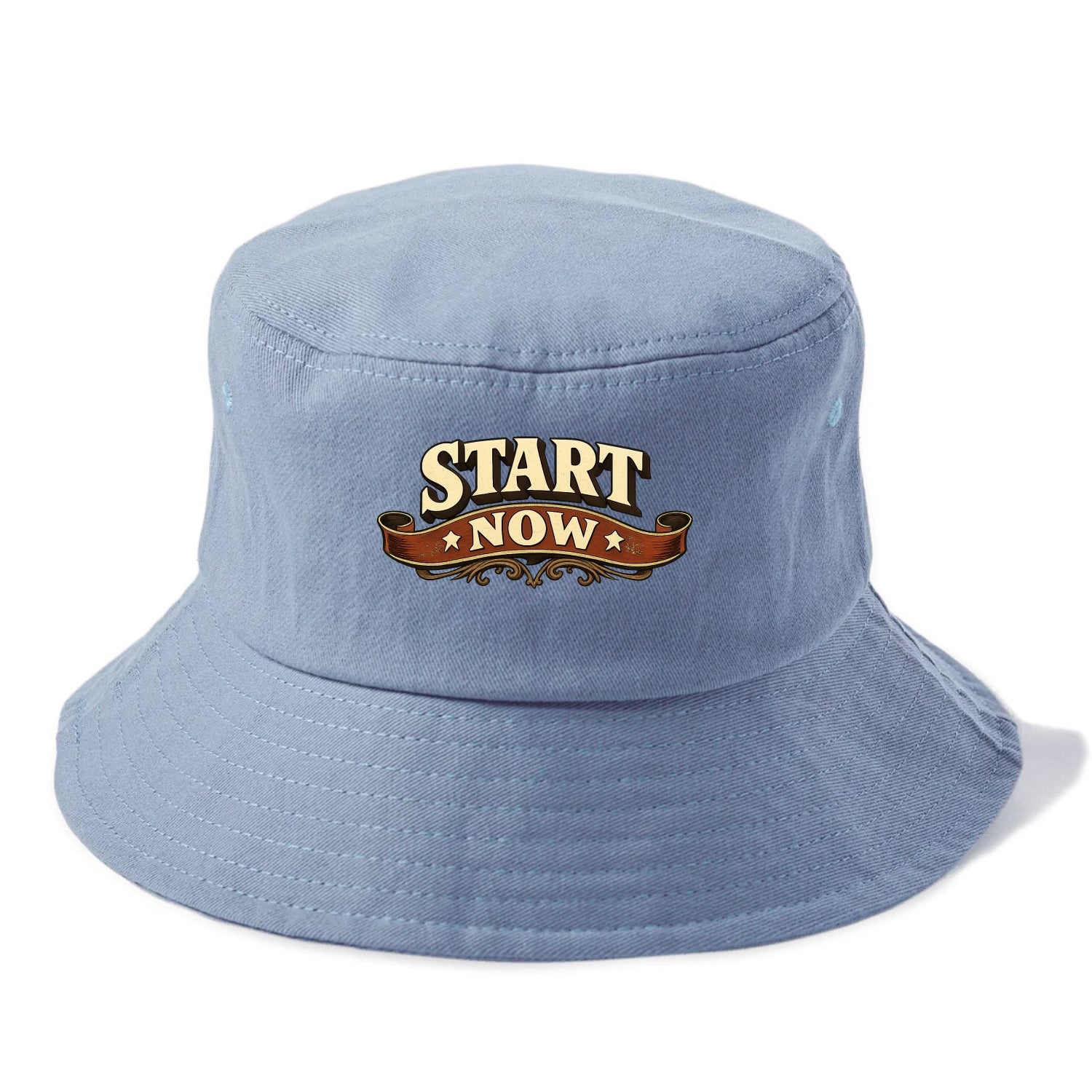 Bold typography design - "START NOW" - begin immediately, no delay - Bucket Hat - Summer Sky(Blue)