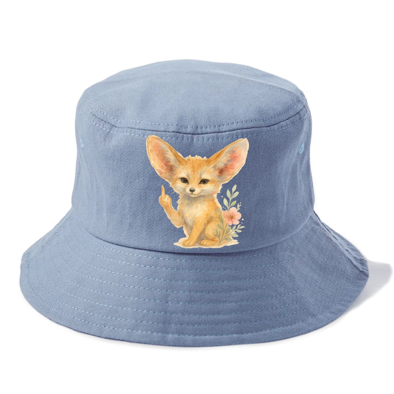 tiny fennec fox with oversized ears, one small paw raised in sass - Bucket Hat - Summer Sky(Blue)