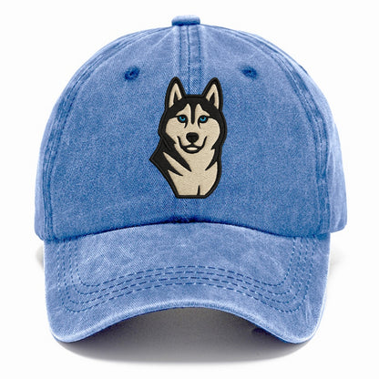 Husky - Blue eyes close-up portrait - Classic Cap - Summer Sky(Blue)
