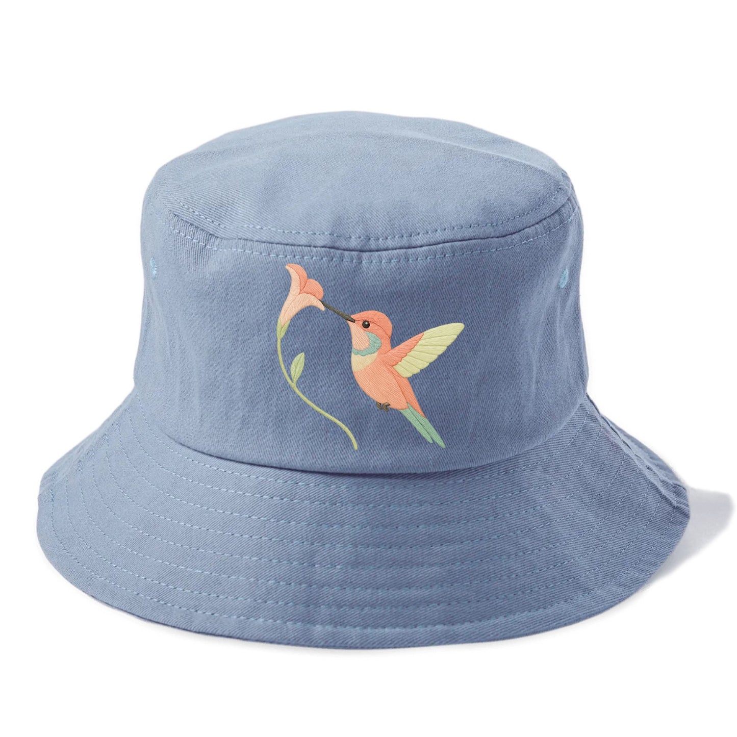 Coral Hummingbird - Bucket Hat - Summer Sky(Blue)