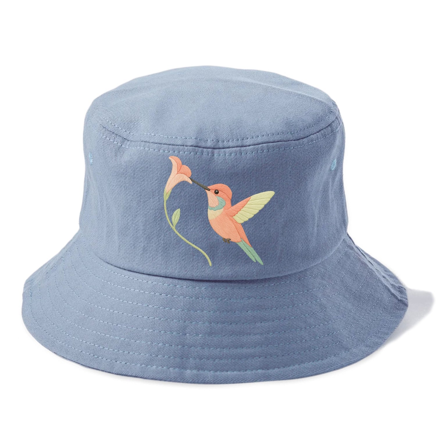 Coral Hummingbird - Bucket Hat - Summer Sky(Blue)