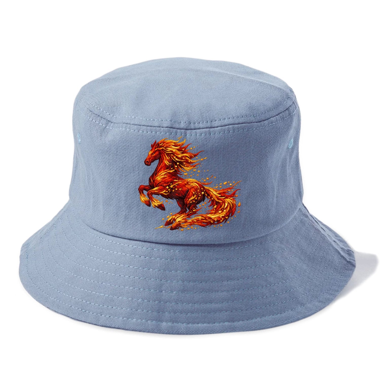 EMBER RISING | Sparks forming into horse shape | Particles of fire | Energy coalescing - Bucket Hat - Summer Sky(Blue)