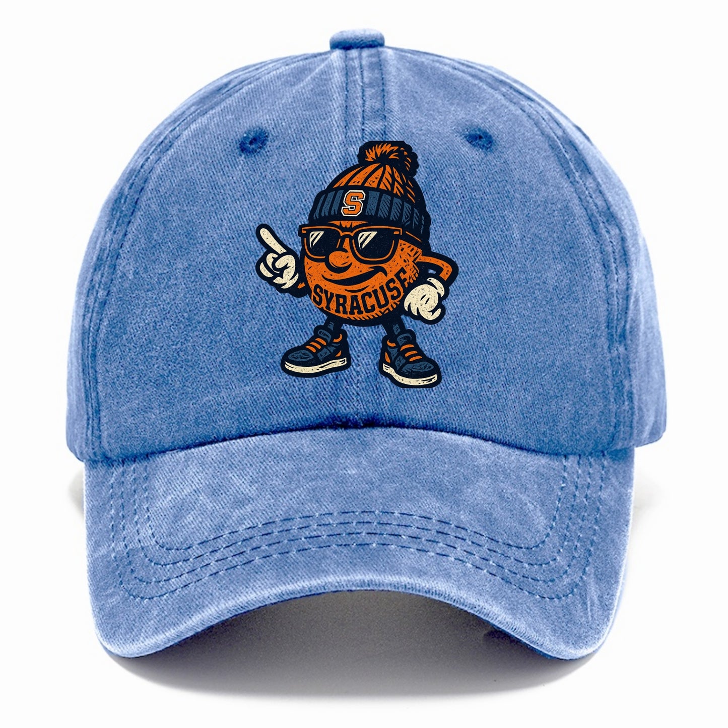 Syracuse Orange wearing Syracuse beanie with S patch - Classic Cap - Summer Sky(Blue)
