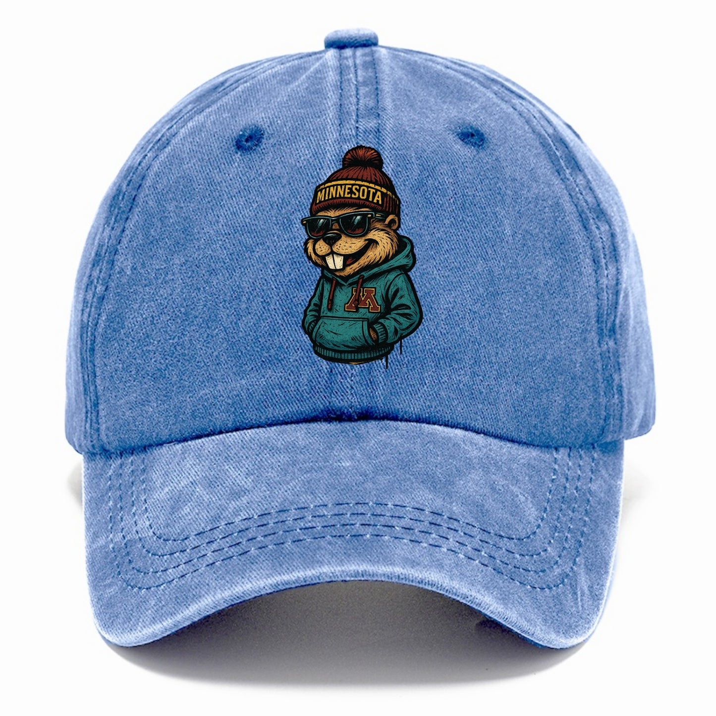 Minneapolis Gopher wearing Minnesota beanie with M patch - Classic Cap - Summer Sky(Blue)