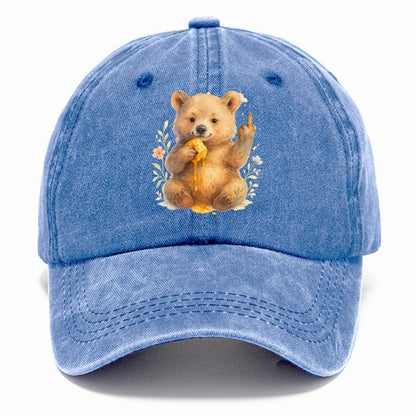 chubby bear cub eating dripping honey, sticky paw up with middle finger - Classic Cap - Summer Sky(Blue)