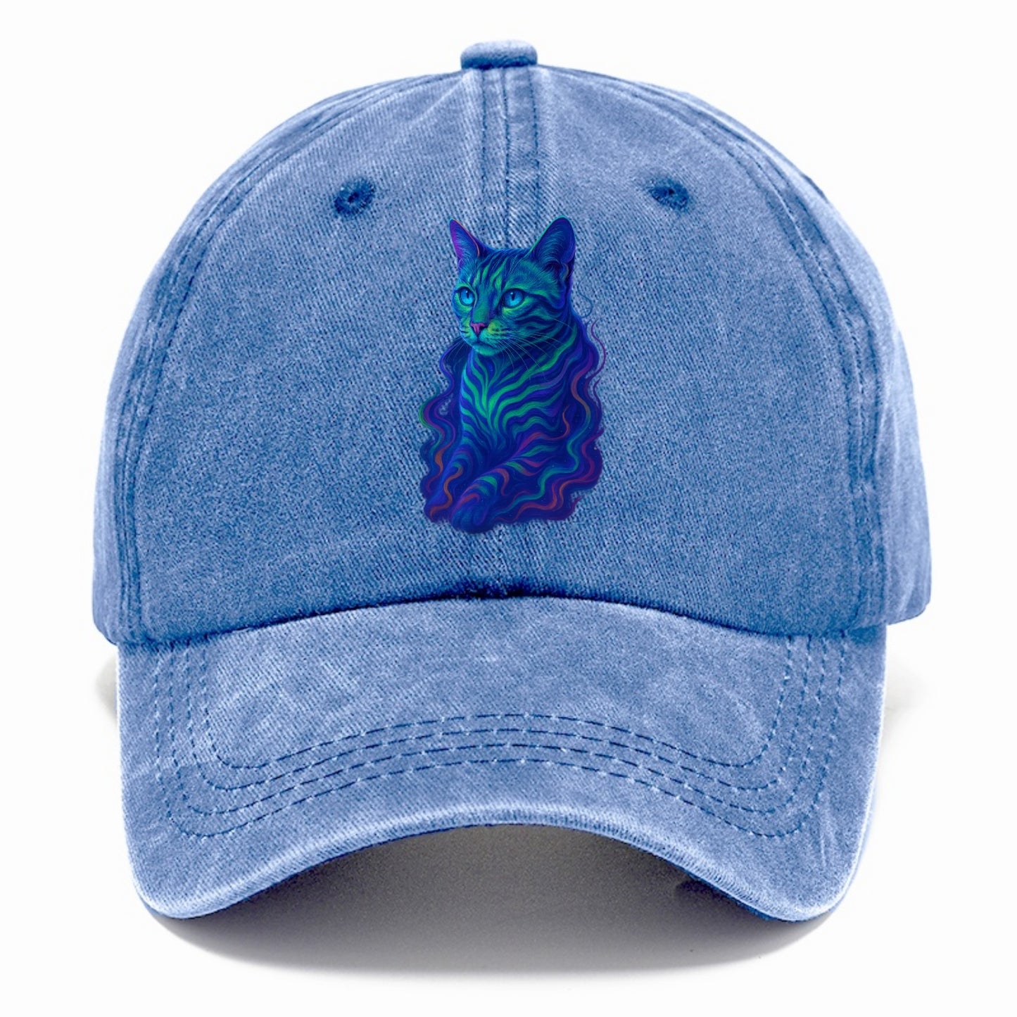 Exotic Bengal cat with aurora borealis colors flowing through its stripes, green and - Classic Cap - Summer Sky(Blue)