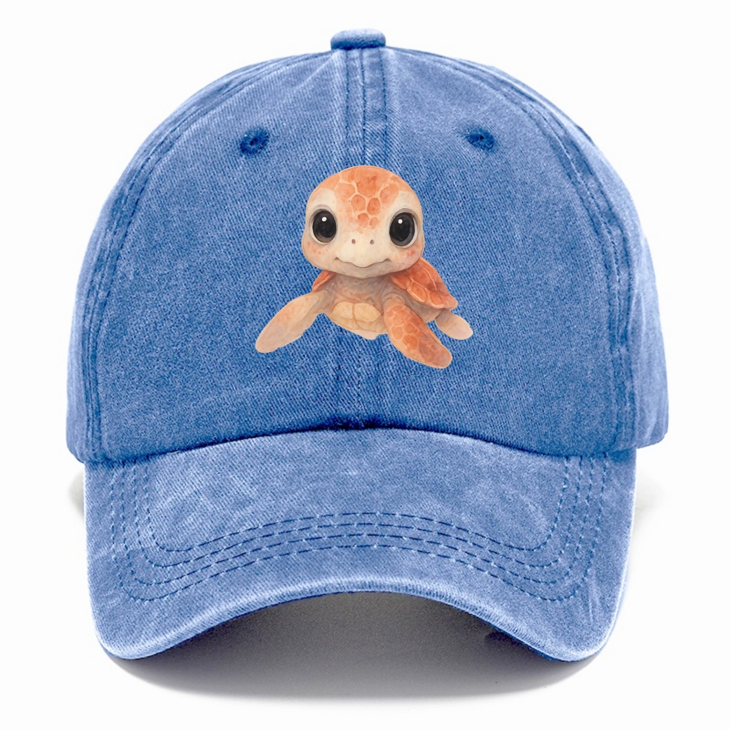 Baby Loggerhead Turtle - reddish-brown shell, big round dark eyes, chunky head, - Classic Cap - Summer Sky(Blue)